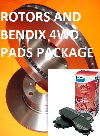 Tora Slotted Brake Rotors + Bendix 4WD Pads For Nissan Navara D23 NP300 2015-2018