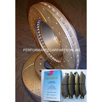 RDA DRILLED SLOTTED Rotors & Brake Pads Commodore VT VU VX VY VZ NEW FULL SET