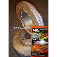 DRILLED & SLOTTED & EBC CERAMIC PADS Territory TURBO Front Disc Brake Rotors