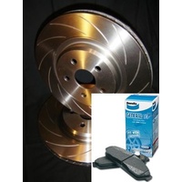 SLOTTED VMAX Front Disc Brake Rotors & BENDIX PADS Ford TERRITORY TS TX Ghia
