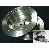 SLOTTED PAIR with PADS Ford BA BF FG Rear Disc Brake Rotors NEW VMAX PAIR & PADS