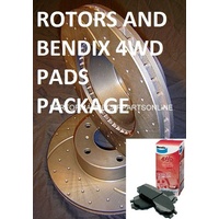 DRILLED SLOTTED fits Toyota PRADO 150 Series REAR Disc Brake Rotors BENDIX PADS