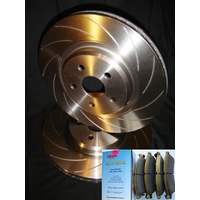 SLOTTED VMAX Front Disc Brake Rotors & HD PADS Ford TERRITORY TS TX Ghia NEW