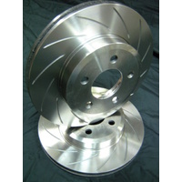 SLOTTED NEW VMAX PAIR Ford BA BF FG Front Disc Brake Rotors with 12m20000Km WARR