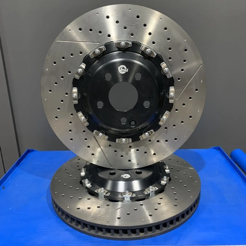 VMAX DRILLED + SLOTTED FULLY FLOATING 2 PIECE FRONT BRAKE DISCS C63S AMG 2015 ONWARDS