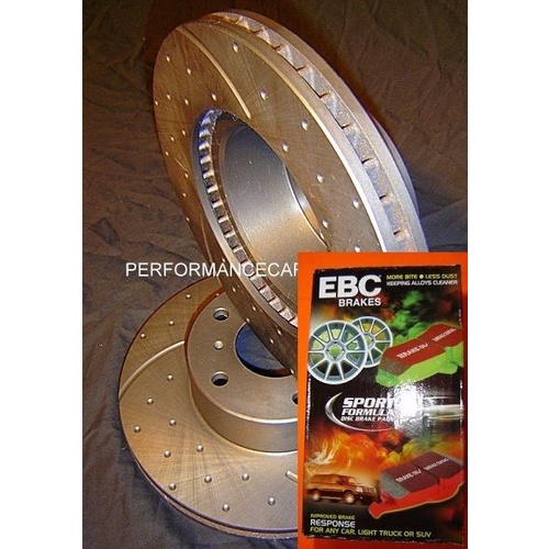 DRILLED & SLOTTED & EBC CERAMIC PADS Territory TURBO Front Disc Brake Rotors
