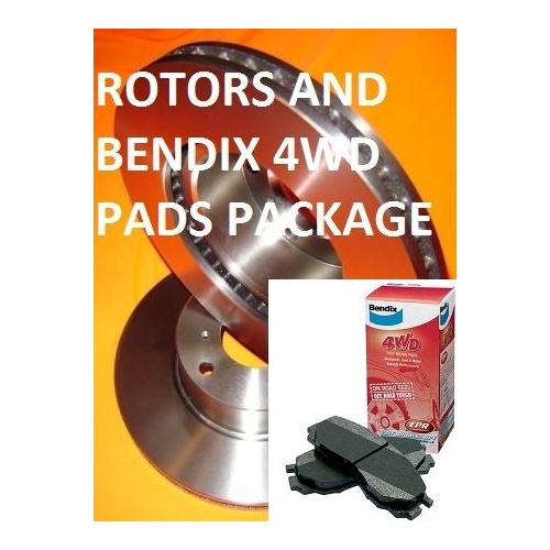 Nissan NAVARA D40 2WD & 4WD 2005 on FRONT Disc Brake Rotors & BENDIX 4WD PADS