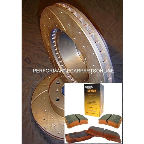 DRILLED SLOTTED & PADS Ford Territory Front Disc Brake Rotors & GP MAX Pads