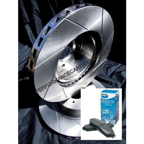 SLOTTED VMAX fits Ford Falcon BA BF FG FGX REAR Disc Brake Rotors & BENDIX PADS