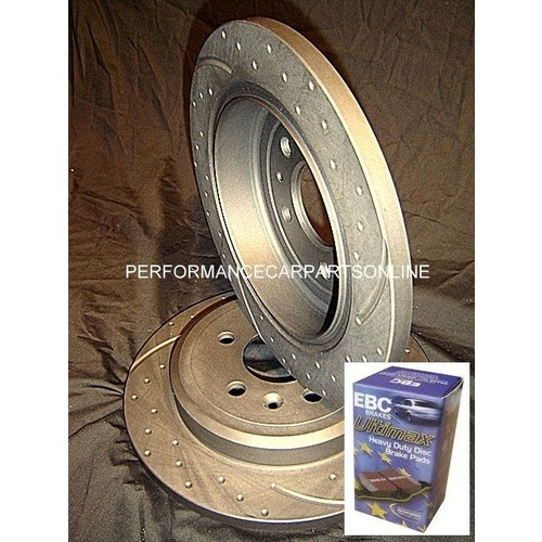 DRILLED SLOTTED Mitsubishi Lancer CJ VRX Ralliart REAR Disc Brake Rotors & PADS