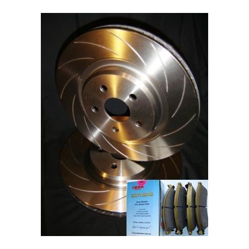 SLOTTED VMAX Front Disc Brake Rotors & HD PADS Ford TERRITORY TS TX Ghia NEW