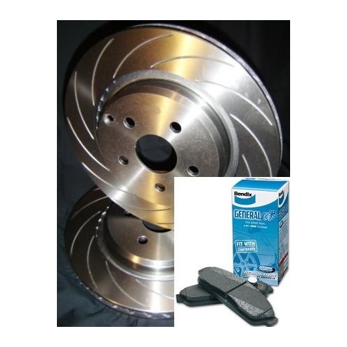 SLOTTED VMAX BENDIX PADS Ford TERRITORY TS TX Ghia SX SY Rear Disc Brake Rotors