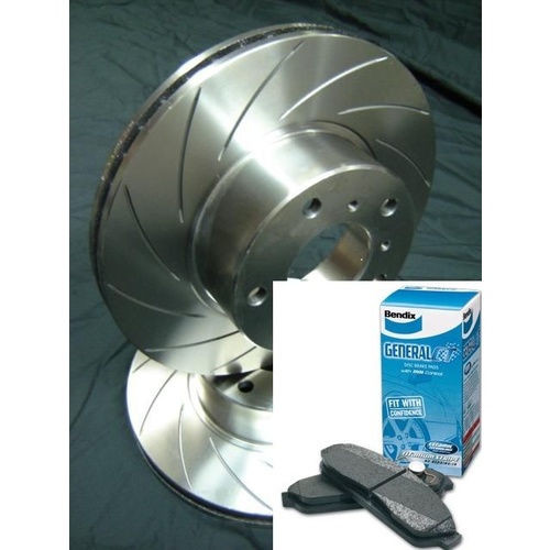 FRONT SLOTTED ROTORS & BENDIX PADS Commodore VT VU VX VY VZ Disc Brake Rotors