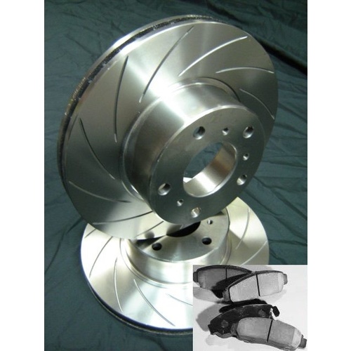 SLOTTED PAIR with PADS Commodore VT VU VX VY VZ WH WK WL Front Disc Brake Rotors