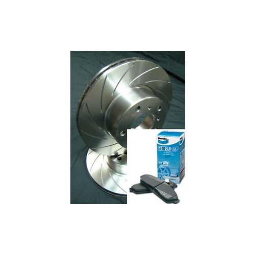 SLOTTED FRONT ROTORS &BENDIX PADS Commodore VT VU VX VY VZ Disc Brake Rotors NEW