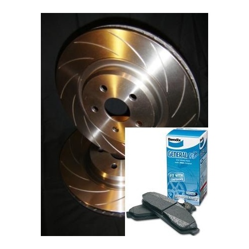 SLOTTED Ford Falcon BF FG TURBO XR8 322mm XR6T FRONT Disc Brake Rotors & BENDIX
