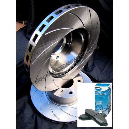 SLOTTED VMAX RTYPE & BENDIX PAD Commodore VB VC VH VK VL FRONT Disc Brake Rotors