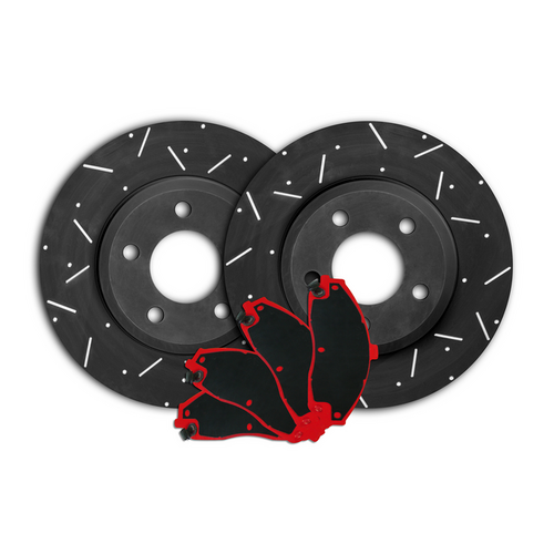 Dimple & Slotted Front Disc Rotors & Pads fits BMW 330d TOURING xDRIVE F31 (4 Door Wagon) 2015-2017