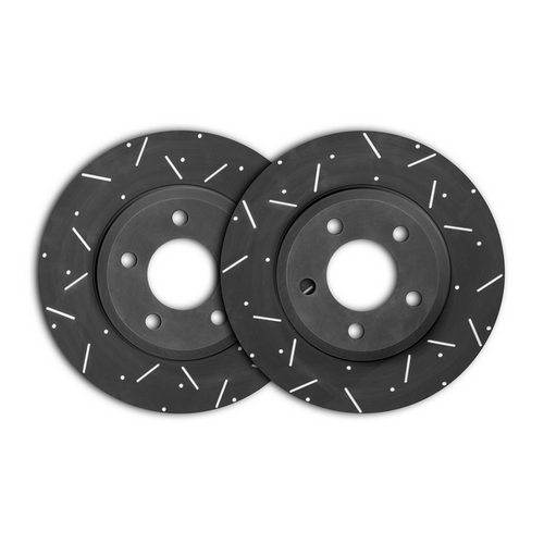 DIMPLED & SLOTTED FRONT 292mm Disc Brake Rotors PAIR fits SUBARU WRX 2009 Onward