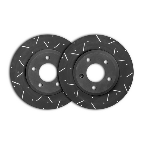 DIMPLED & SLOTTED FRONT Disc Brake Rotors PAIR fits MERCEDES C180 W202 1994-2000