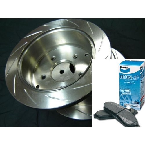 SLOTTED VMAX RTYPE & BENDIX PADS Commodore VB VC VH VK VL Rear Disc Brake Rotors